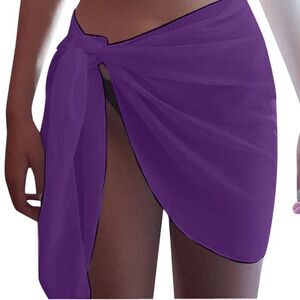 Sheer purple sarong beach cover up wrap around